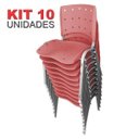 Ver imagem 2 de Cadeira Empilhável Plástica Cereja Anatômica Base Prata 10 Unidades - Ultra Móveis