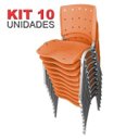Ver imagem 2 de Cadeira Empilhável Plástica Laranja Anatômica Base Prata 10 Unidades - Ultra Móveis