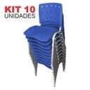 Ver imagem 2 de Cadeira Empilhável Plástica Azul Anatômica Base Prata 10 Unidades - Ultra Móveis