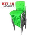 Ver imagem 2 de Cadeira Empilhável Plástica Verde Anatômica Base Prata 10 Unidades - Ultra Móveis
