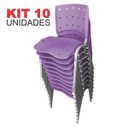 Ver imagem 2 de Cadeira Empilhável Plástica Lilás Anatômica Base Prata 10 Unidades - Ultra Móveis