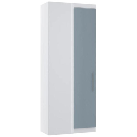 Guarda Roupa Canto Reto 90cm com 1 Porta Taiga Branco/grey L01 - Mpozenato