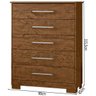Cômoda 100% MDF 5 Gavetas Sofia Castanho - 4