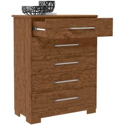Cômoda 100% MDF 5 Gavetas Sofia Castanho - 2