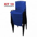 Ver imagem 2 de Cadeira Empilhável Plástica Azul 10 Unidades - Ultra Móveis