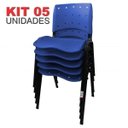 Ver imagem 2 de Cadeira Empilhável Plástica Azul Anatômica 5 Unidades - Ultra Móveis