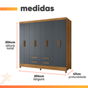 Ver imagem 3 de Guarda Roupas Casal 8 Portas 4 Gavetas Montana