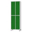 Ver imagem 1 de Roupeiro de Aço 4 Portas Grandes Cinza com Verde - Ultra Móveis