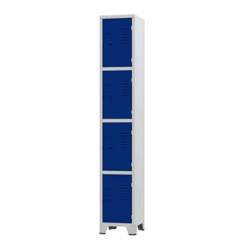 Roupeiro de Aço 4 Portas Cinza com Azul - Ultra Móveis