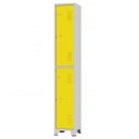 Ver imagem 1 de Roupeiro de Aço 2 Portas Grandes Cinza com Amarelo - Ultra Móveis