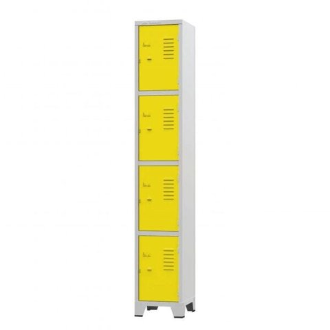 Roupeiro de Aço 4 Portas Cinza com Amarelo - Ultra Móveis