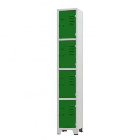 Roupeiro de Aço 4 Portas Cinza com Verde - Ultra Móveis