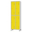 Ver imagem 1 de Roupeiro de Aço 4 Portas Grandes Cinza com Amarelo - Ultra Móveis
