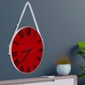 Relógio De Parede Premium Vermelho Com Alça E Números Romanos Preto 50Cm Branco - 1
