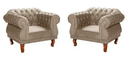 Ver imagem 1 de Kit 2 Poltronas Chesterfield Elisabeth Capitonê SALA/RECEPÇÃO/BARBEARIA Suede Bege