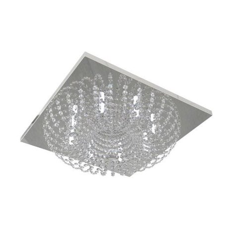 Plafon Lustre de Cristal Legitimo Quadrado 50cm Sala Quarto Corredor Living Loft