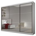 Ver imagem 1 de Guarda Roupa Casal Atlanta 3 Portas 4 Gavetas Neve com Espelho – Novo Horizonte