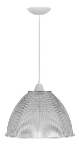 LUSTRE PENDENTE INDUSTRIAL GALPÃO PRISMATICO BRANCO FL