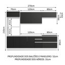 Ver imagem 3 de Armário de Cozinha Completa 100% Mdf 270cm Branco/preto Acordes Madesa 06