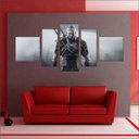 Ver imagem 2 de Quadro Decorativo The Witcher Games Jogos Quartos Salas Interiores Mosaico 5 Peças Com Moldura