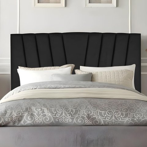 Cabeceira Solteiro Cama Box Estofada 90 Cm Antonella Suede:preto