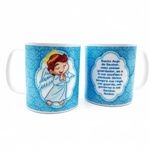 Caneca Personalizada Infantil Anjo da Guarda Azul Menino
