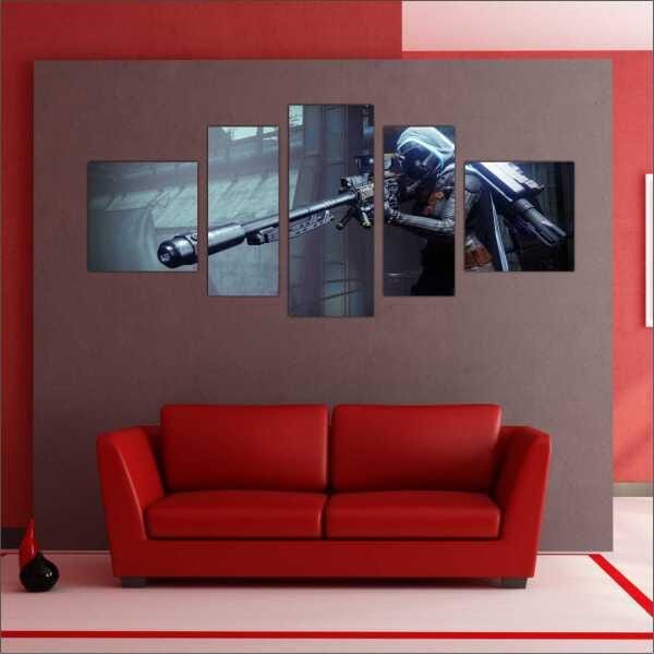Quadro Decorativo Destiny Games Jogos Quartos Salas Interiores Mosaico 5 Peças Com Moldura - 2