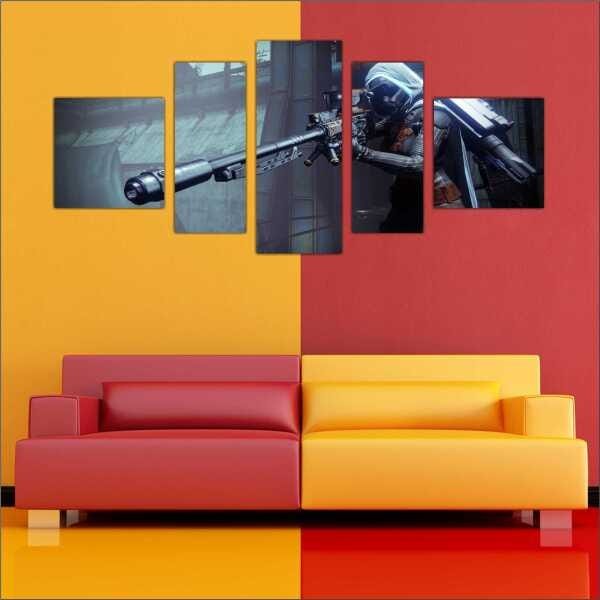 Quadro Decorativo Destiny Games Jogos Quartos Salas Interiores Mosaico 5 Peças Com Moldura - 4