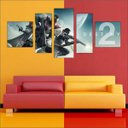 Ver imagem 2 de Quadro Decorativo Destiny Games Jogos Quartos Salas Interiores Mosaico 5 Peças Com Moldura