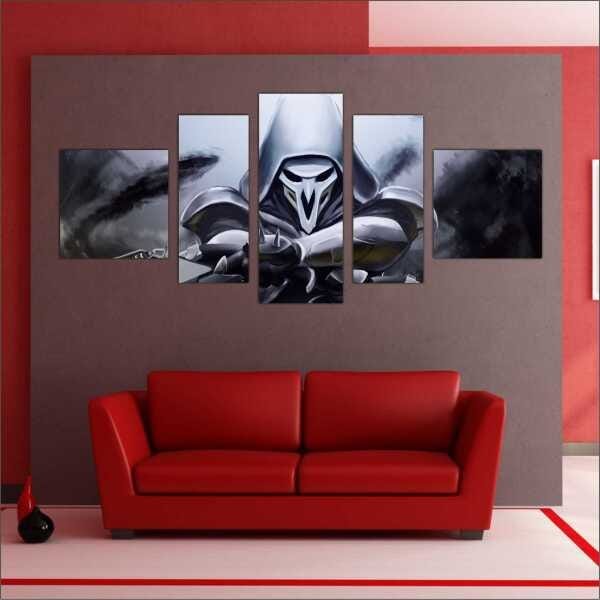 Quadro Decorativo Overwatch Games Jogos Quartos Salas Interiores Mosaico 5 Peças Com Moldura - 1