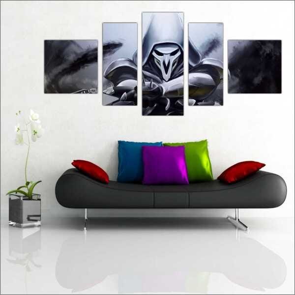 Quadro Decorativo Overwatch Games Jogos Quartos Salas Interiores Mosaico 5 Peças Com Moldura - 4