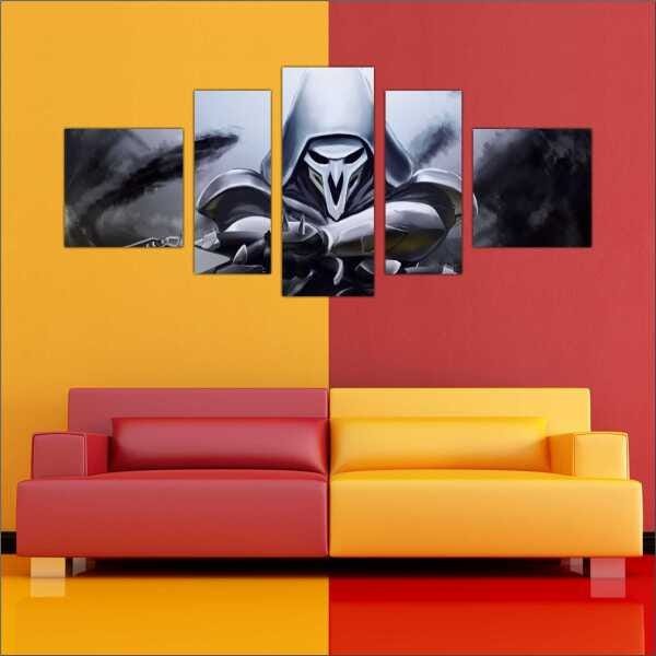 Quadro Decorativo Overwatch Games Jogos Quartos Salas Interiores Mosaico 5 Peças Com Moldura - 3
