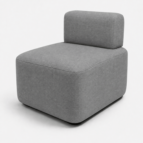 Poltrona Cubo Decorativa para Sala de Estar Linho:Linho Cinza