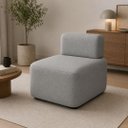 Ver imagem 2 de Poltrona Cubo Decorativa para Sala de Estar Linho:Linho Cinza