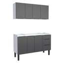 Ver imagem 1 de Cozinha Completa Gabinete Para Pia 140cm e Armário Aéreo Jupter Cozimax Preto