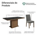 Ver imagem 4 de Conjunto Sala de Jantar Tampo de Vidro 6 Cadeiras Rustic/Preto/Silver Dinan Madesa