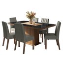 Ver imagem 2 de Conjunto Sala de Jantar Tampo de Vidro 6 Cadeiras Rustic/Preto/Silver Dinan Madesa