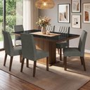 Ver imagem 1 de Conjunto Sala de Jantar Tampo de Vidro 6 Cadeiras Rustic/Preto/Silver Dinan Madesa