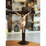 Crucifixo de Mesa Madeira Cristo Resina Base Grande 52 cm - 2
