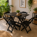 Ver imagem 2 de Jogo de Mesa com 4 Cadeiras de Madeira Dobrável 120x70 para Bar e Restaurante - Preto