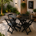 Ver imagem 3 de Jogo de Mesa com 4 Cadeiras de Madeira Dobrável 120x70 para Bar e Restaurante - Preto
