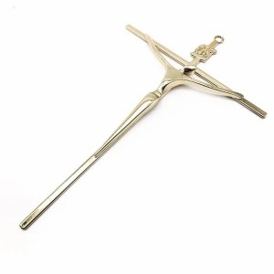 Crucifixo de Metal Dourado Parede Pequeno 19 cm