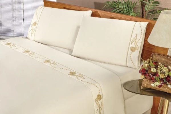 Jogo de Cama Imperial Casal King 04 Peças Percal 180 Fios - Palha - 1