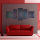 Ver imagem 2 de Quadro Decorativo Geek Nerd Games Jogos Quartos Salas Interiores Mosaico 5 Peças Com Moldura