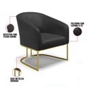 Ver imagem 6 de Poltrona Stella Corino Preto Base Industrial Dourada - D’Rossi