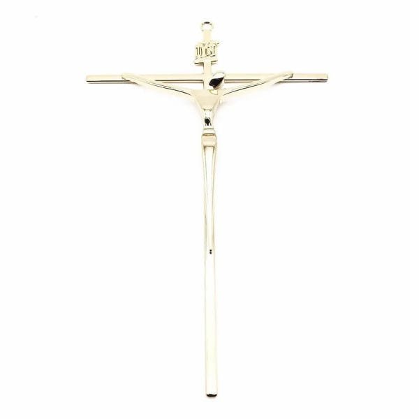 Crucifixo de Metal Dourado Parede Grande 28 cm - 2