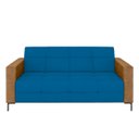 Ver imagem 5 de Sofá Living Decorativo Houston 2 Lugares 200cm Pés em Metal Veludo/ Pu Azul/ Caramelo G33 - Gran Bel