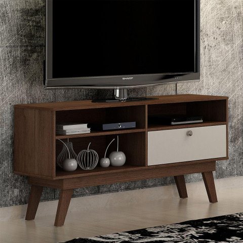 Rack para Tv até 50 Polegadas 1 Porta Houston Valdemóveis Chocolate/off White