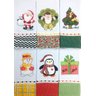 Kit 6 Panos Prato Especial Natal Bordado Patchwork com Bainha Barrado e Passa Fita - 1