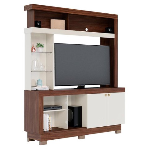 Estante Home Tv 50 Pol 2 Portas 161 Cm Valenca Nogueira Real Off White Colibri